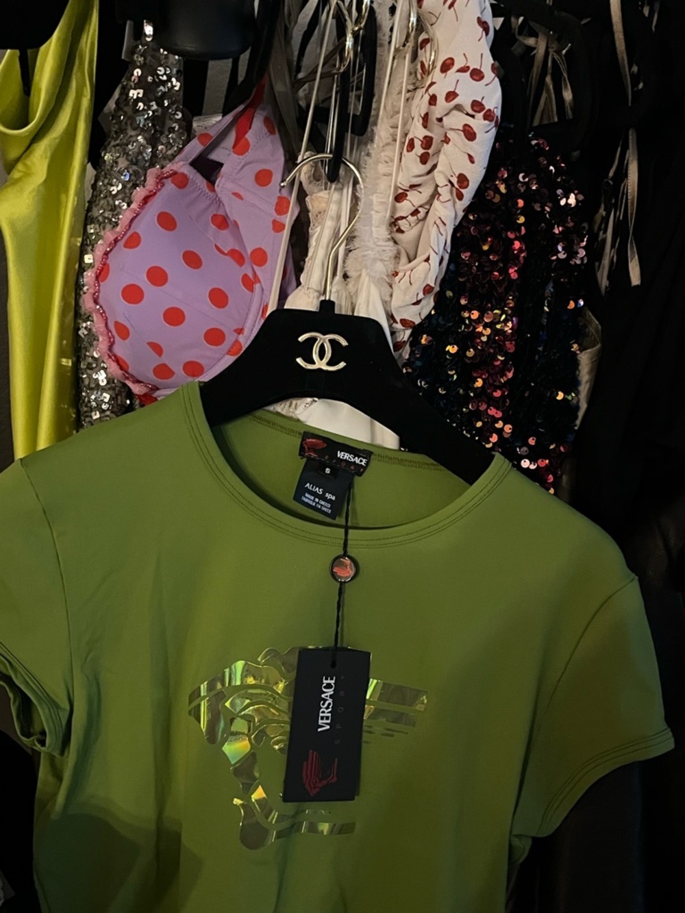 VINTAGE Y2K VERSACE Green top NWT size small - Picture 6 of 9